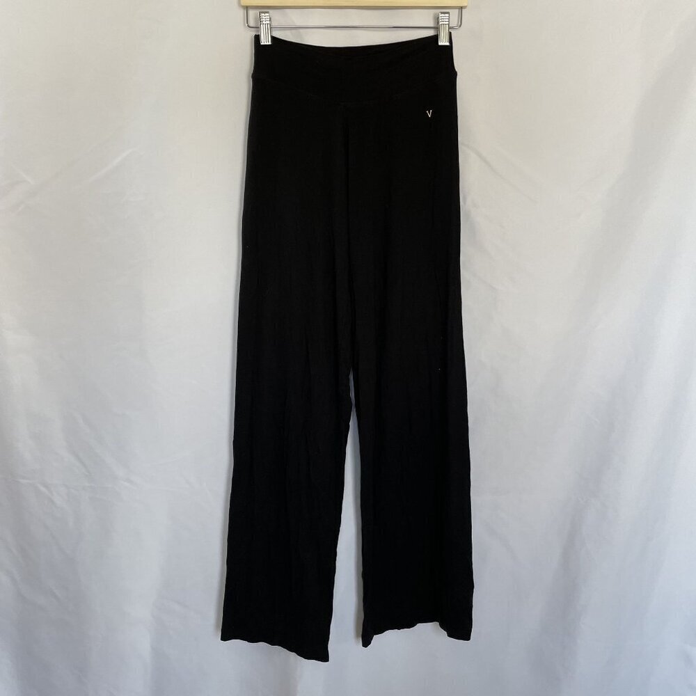 Victoria's Secret Black Wide-Leg Pants With Elastic Waistband & V Logo size XS